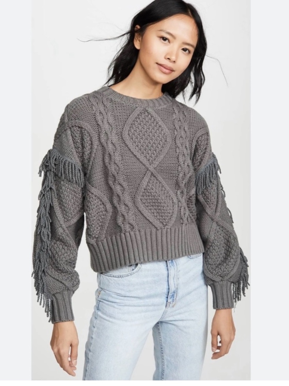Line And Dot Women’s NWT “Jasper Fringe Sweater” In Charcoal Gray. Size XS. - Picture 14 of 14